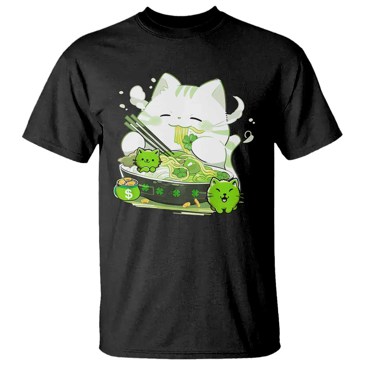 st-patricks-day-cats-t-shirt-irish-eating-ramen-noodles-cute-anime-shamrocks