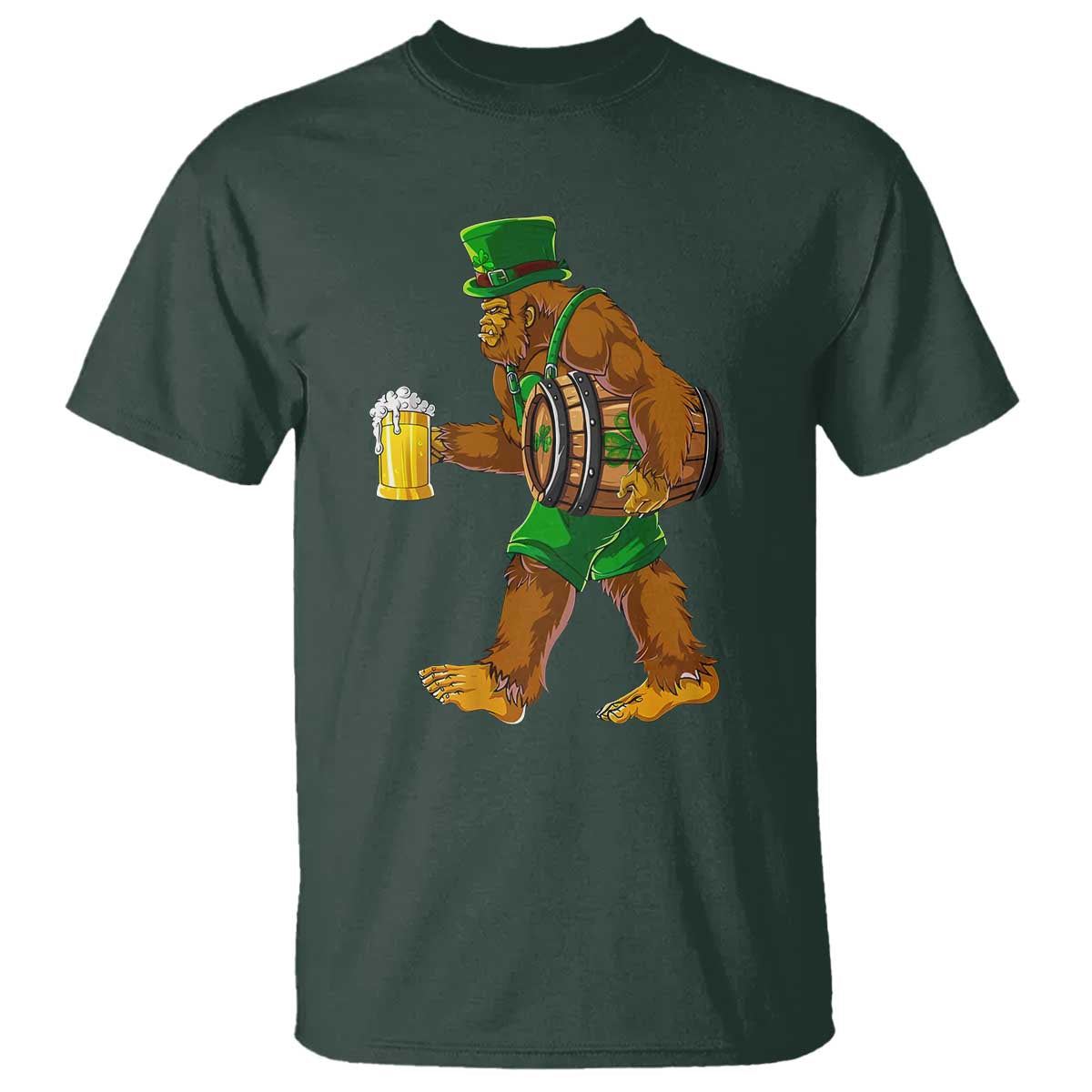 st-patricks-day-bigfoot-t-shirt-sasquatch-beer-funny-party-shamrock