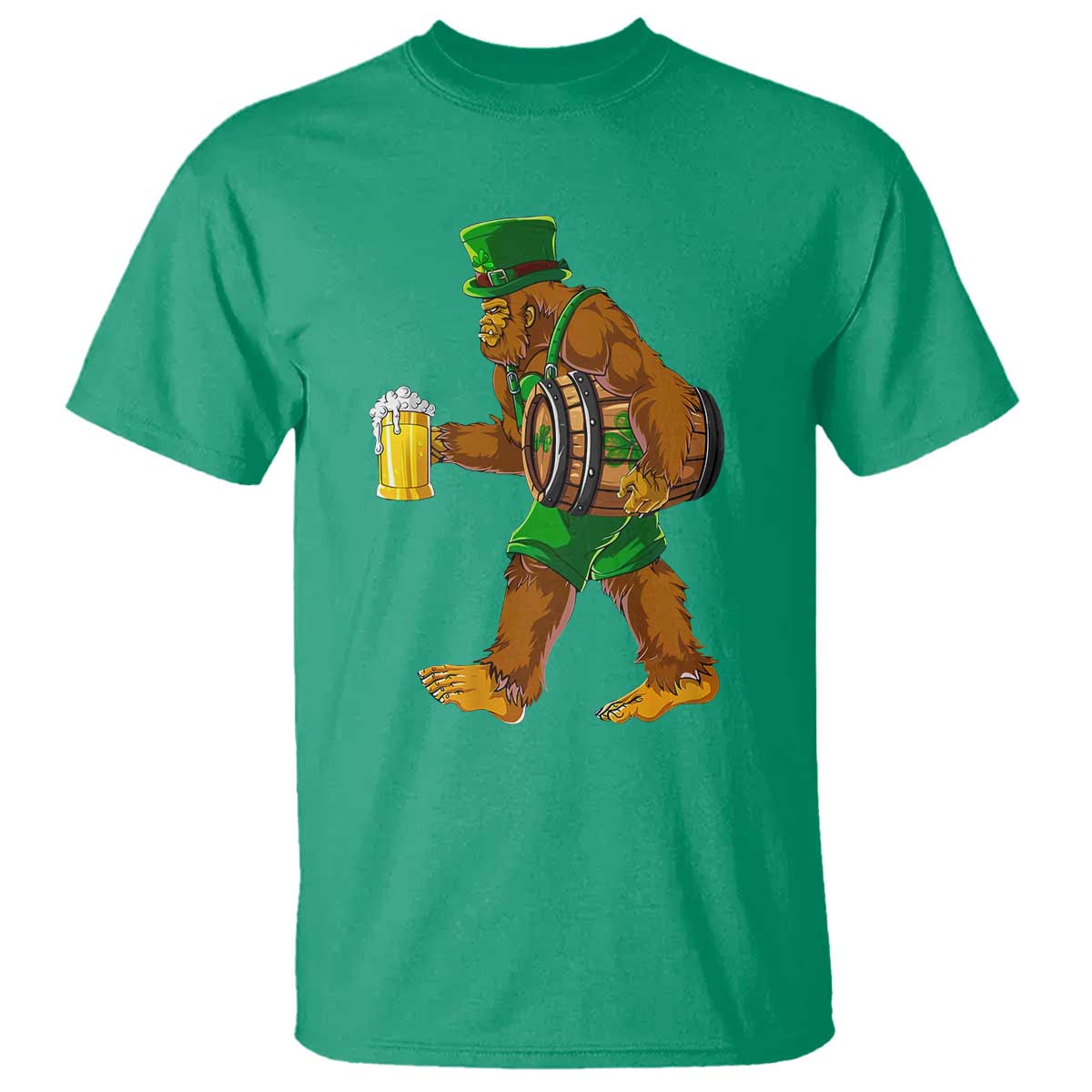 st-patricks-day-bigfoot-t-shirt-sasquatch-beer-funny-party-shamrock