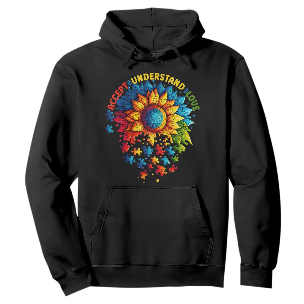 Autism Acceptance Sunflower Puzzle Hoodie Accept Understand Love ASD