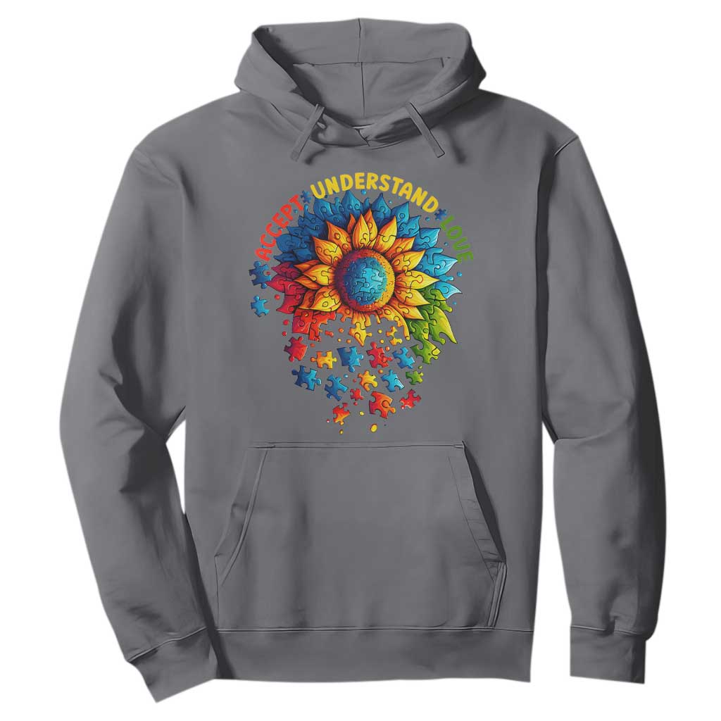 Autism Acceptance Sunflower Puzzle Hoodie Accept Understand Love ASD