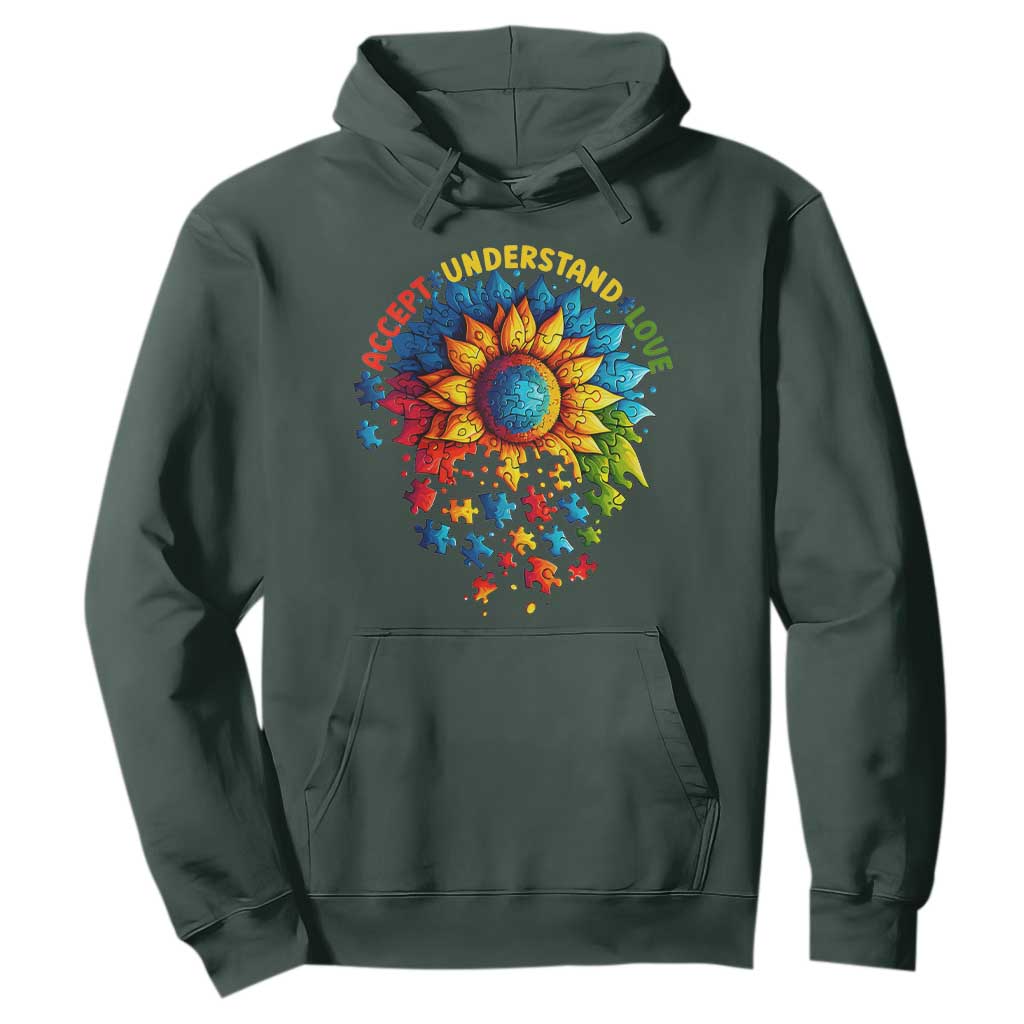Autism Acceptance Sunflower Puzzle Hoodie Accept Understand Love ASD