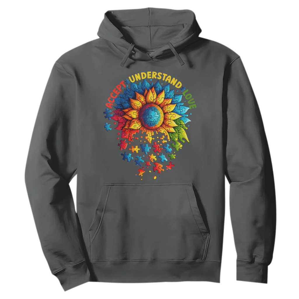 Autism Acceptance Sunflower Puzzle Hoodie Accept Understand Love ASD