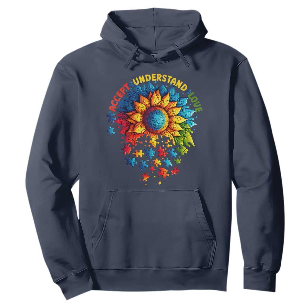 Autism Acceptance Sunflower Puzzle Hoodie Accept Understand Love ASD