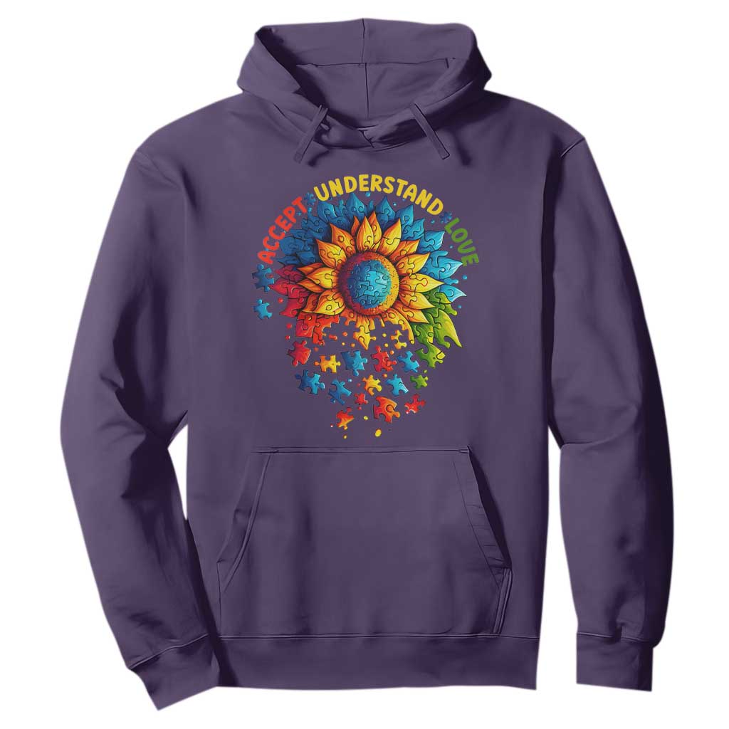 Autism Acceptance Sunflower Puzzle Hoodie Accept Understand Love ASD