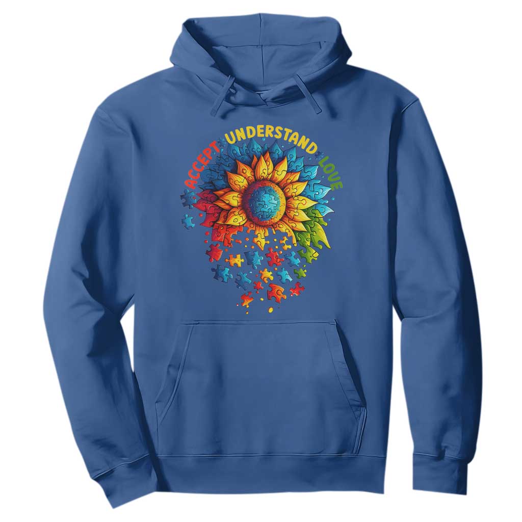 Autism Acceptance Sunflower Puzzle Hoodie Accept Understand Love ASD
