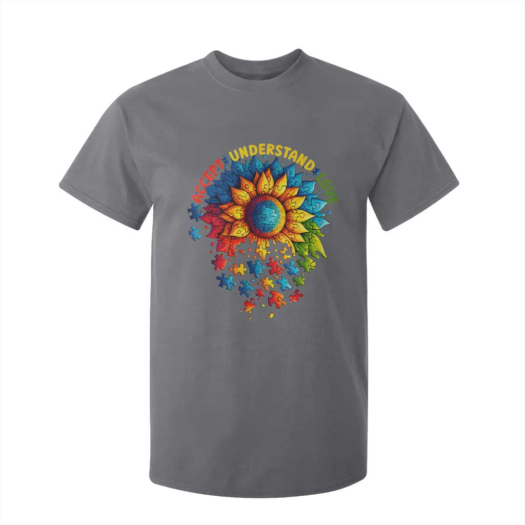 Autism Acceptance Sunflower Puzzle T Shirt For Kid Accept Understand Love ASD