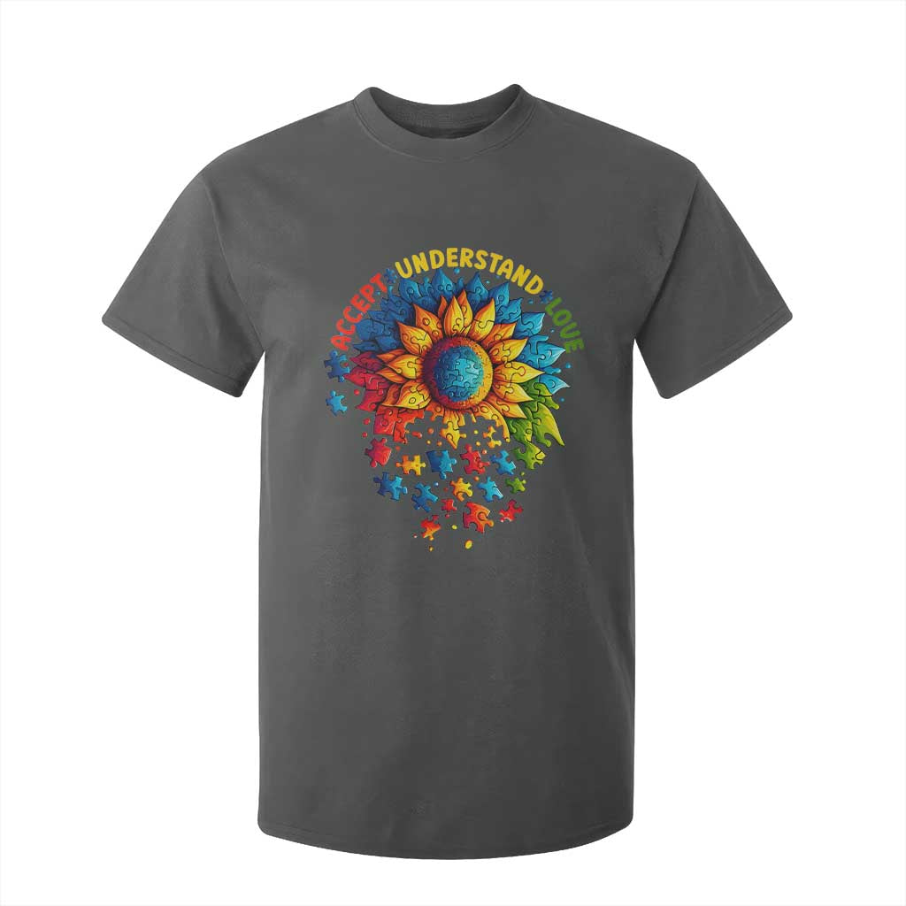 Autism Acceptance Sunflower Puzzle T Shirt For Kid Accept Understand Love ASD