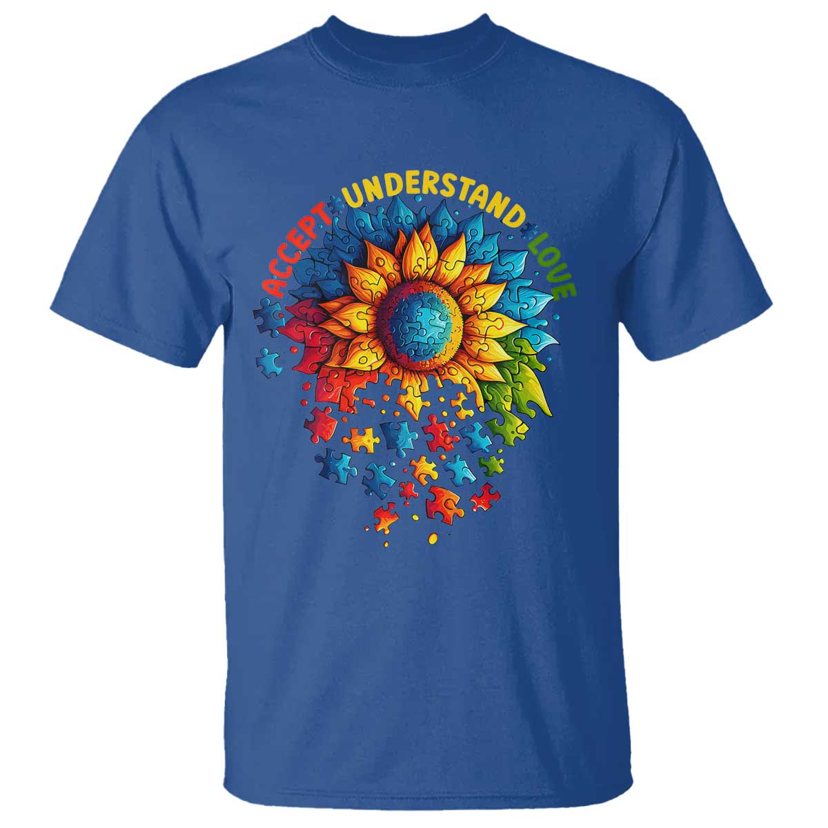 Autism Acceptance Sunflower Puzzle T Shirt Accept Understand Love ASD