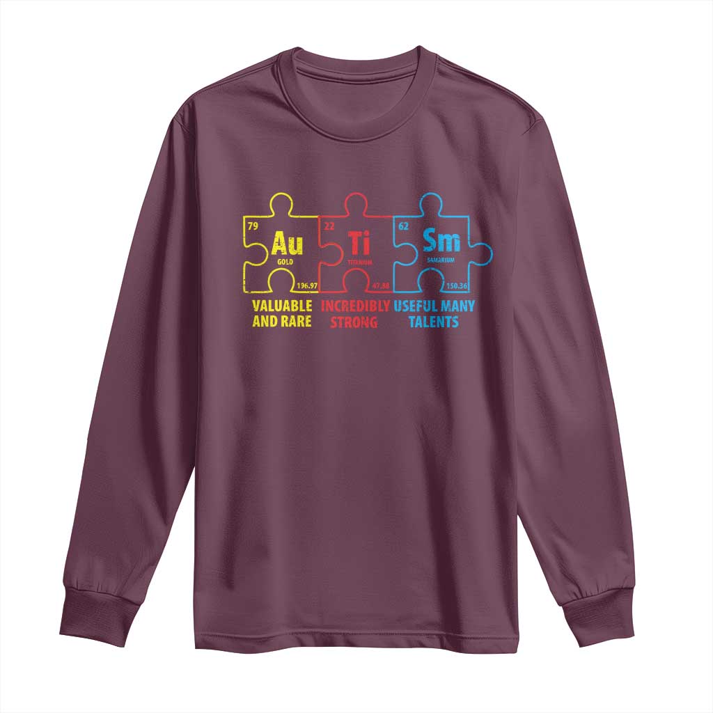 Autism Support Long Sleeve Shirt Elements Periodic Table ASD