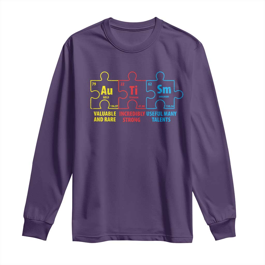 Autism Support Long Sleeve Shirt Elements Periodic Table ASD