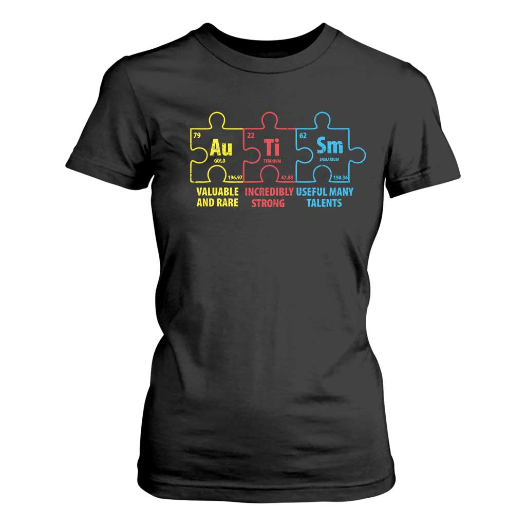 Autism Support T Shirt For Women Elements Periodic Table ASD