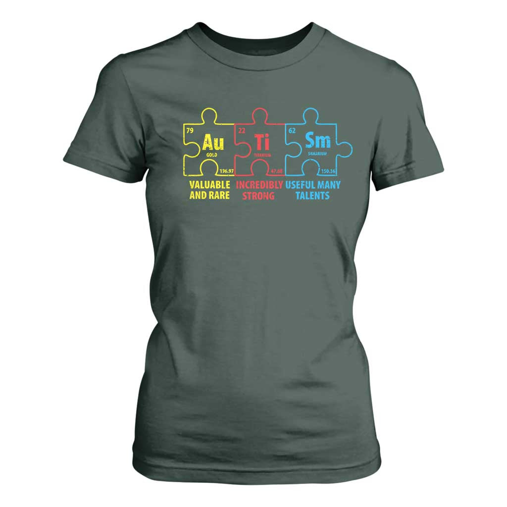 Autism Support T Shirt For Women Elements Periodic Table ASD