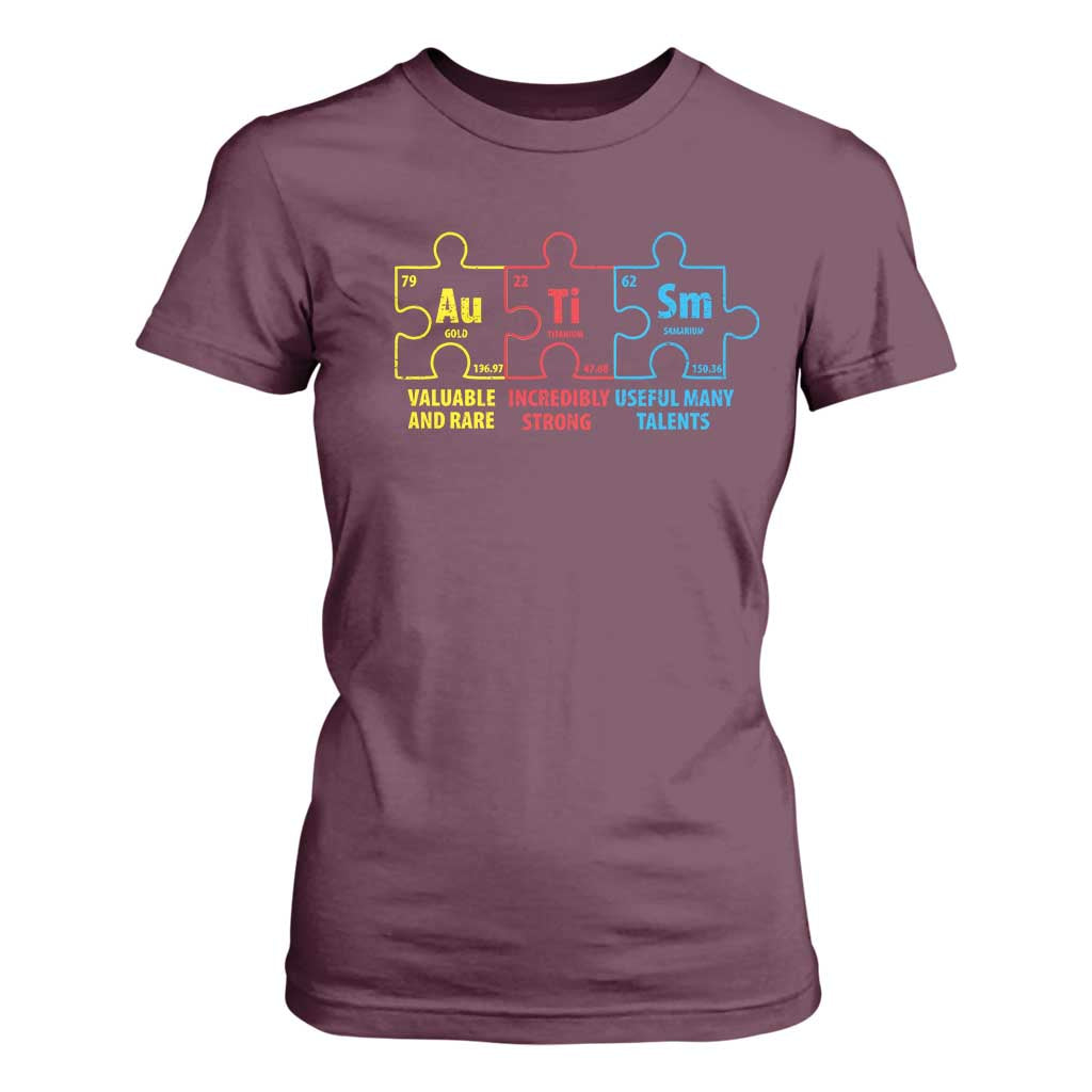 Autism Support T Shirt For Women Elements Periodic Table ASD