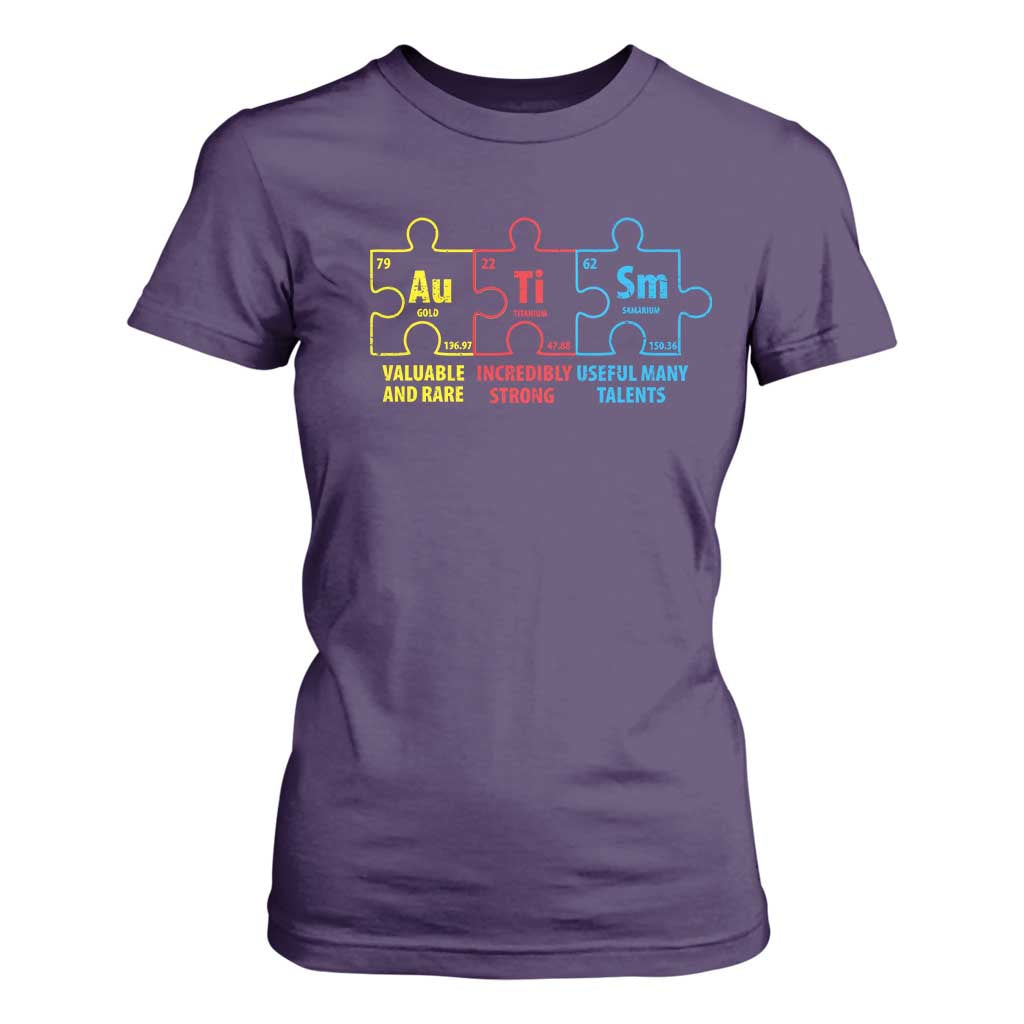 Autism Support T Shirt For Women Elements Periodic Table ASD
