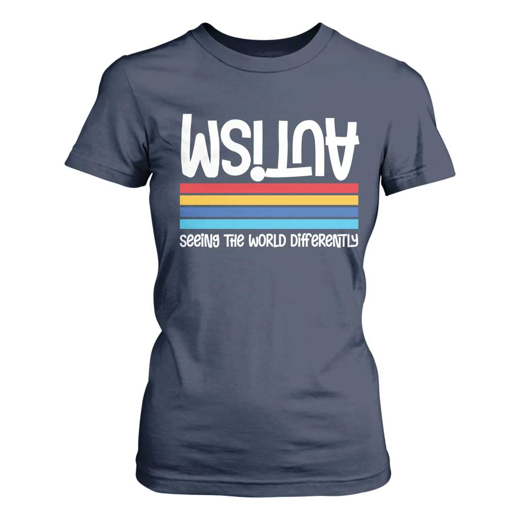 Autism Support T Shirt For Women Seeing the World Differently ASD Month