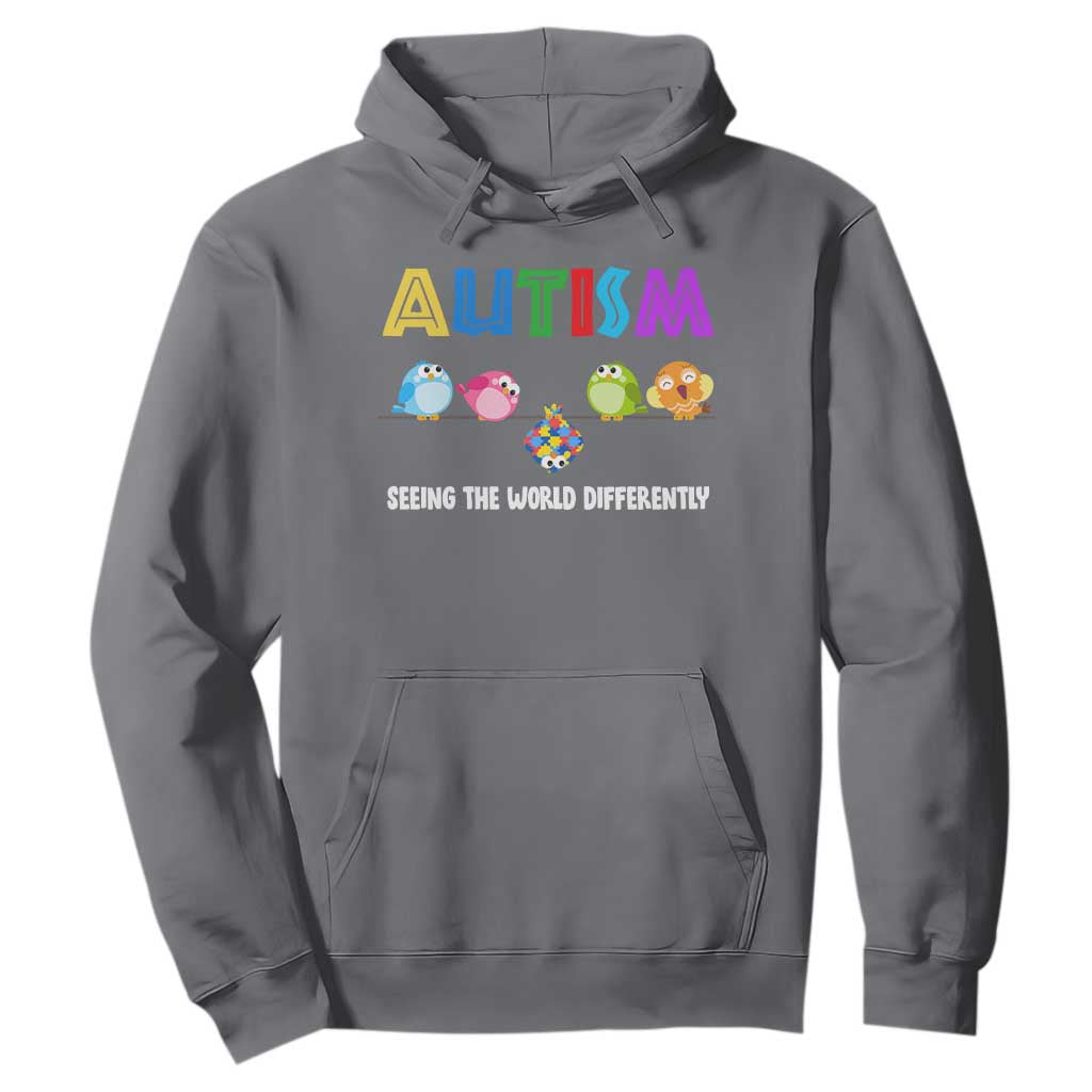 Autism Support Hoodie Seeing the World Differently ASD Cute Puzzle Pieces Owl
