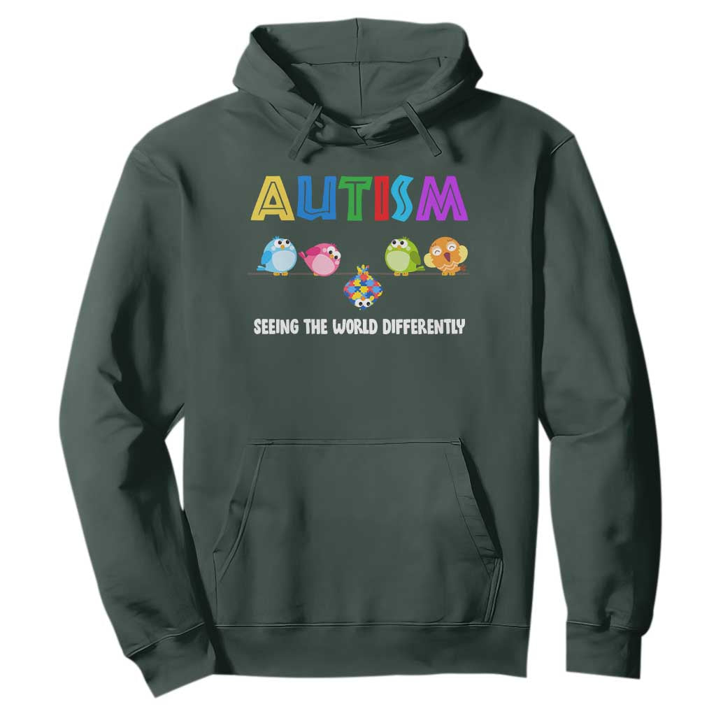 Autism Support Hoodie Seeing the World Differently ASD Cute Puzzle Pieces Owl