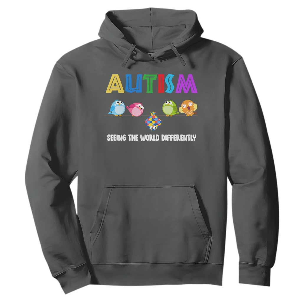 Autism Support Hoodie Seeing the World Differently ASD Cute Puzzle Pieces Owl