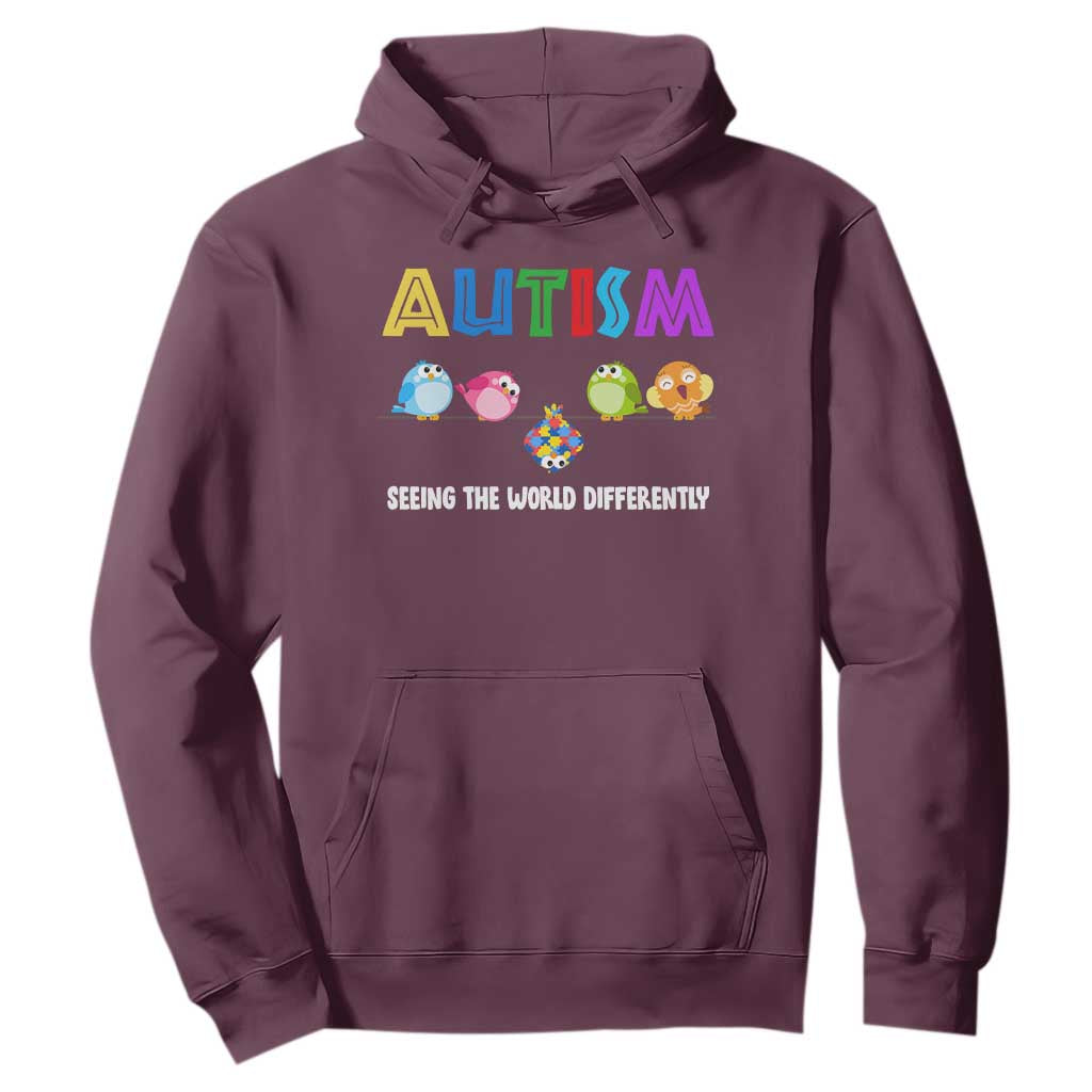Autism Support Hoodie Seeing the World Differently ASD Cute Puzzle Pieces Owl