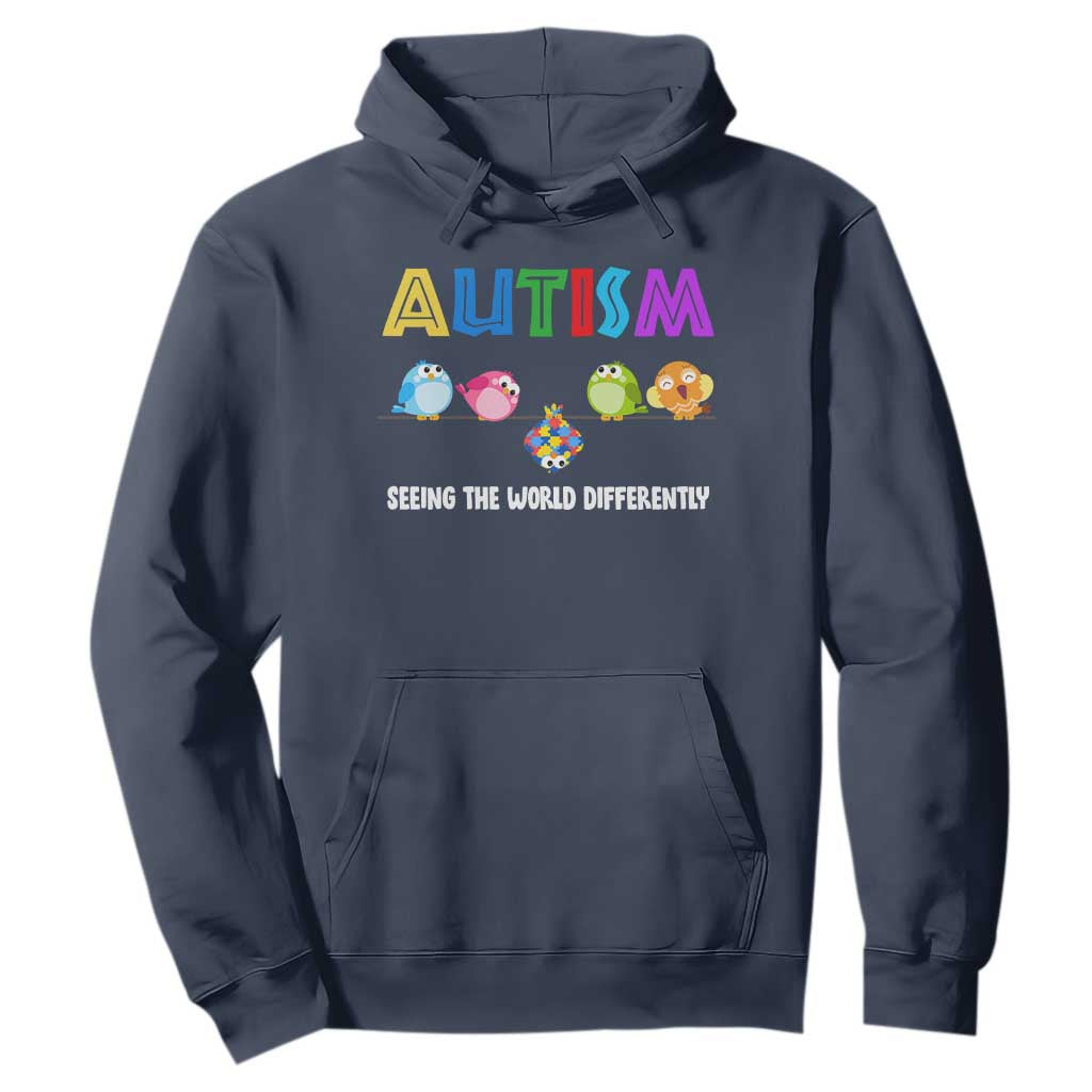 Autism Support Hoodie Seeing the World Differently ASD Cute Puzzle Pieces Owl
