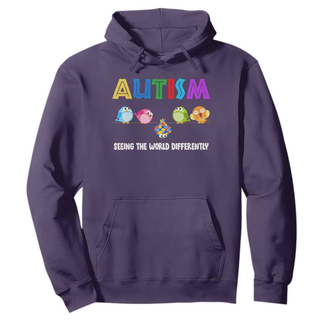 Autism Support Hoodie Seeing the World Differently ASD Cute Puzzle Pieces Owl
