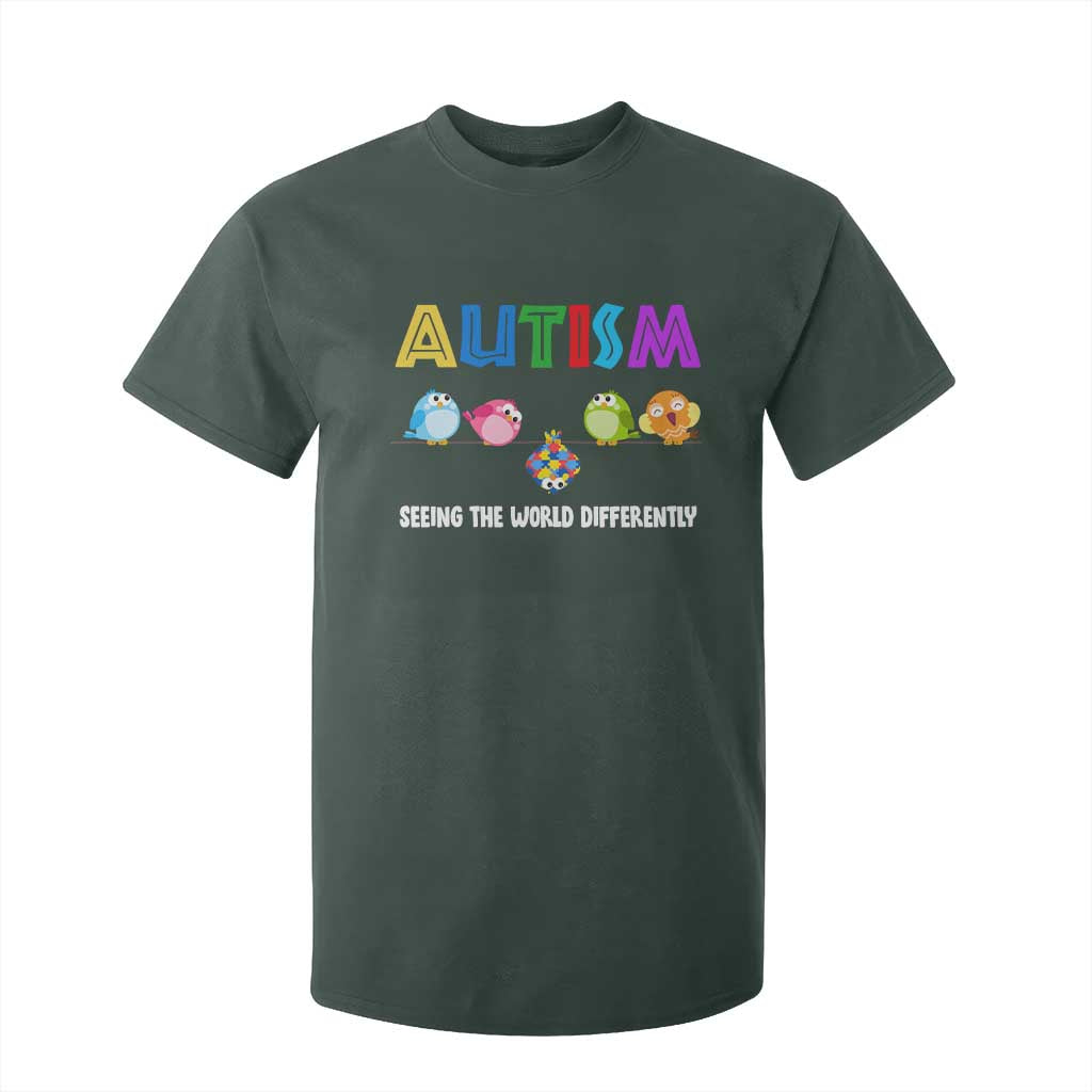 Autism Support T Shirt For Kid Seeing the World Differently ASD Cute Puzzle Pieces Owl