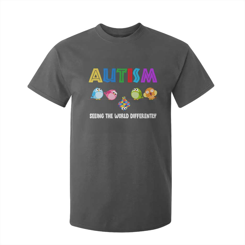 Autism Support T Shirt For Kid Seeing the World Differently ASD Cute Puzzle Pieces Owl