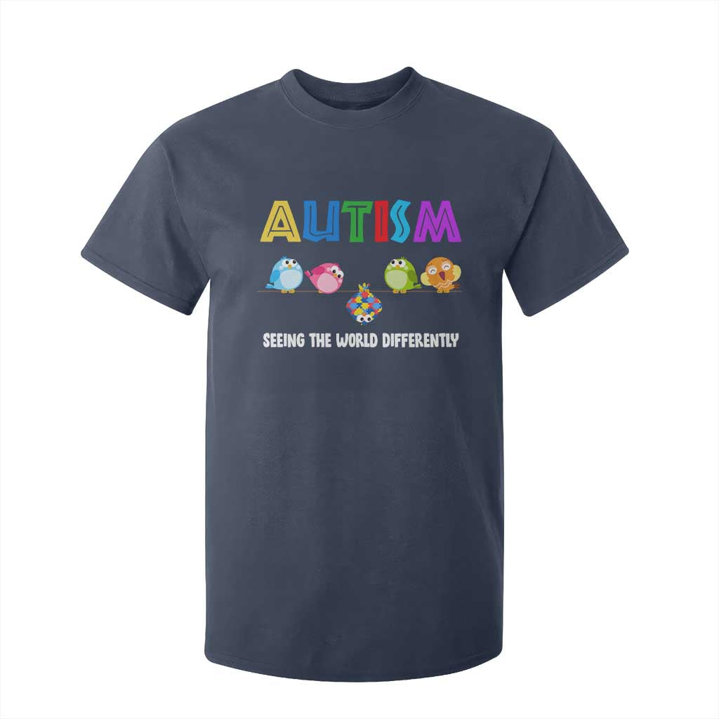 Autism Support T Shirt For Kid Seeing the World Differently ASD Cute Puzzle Pieces Owl