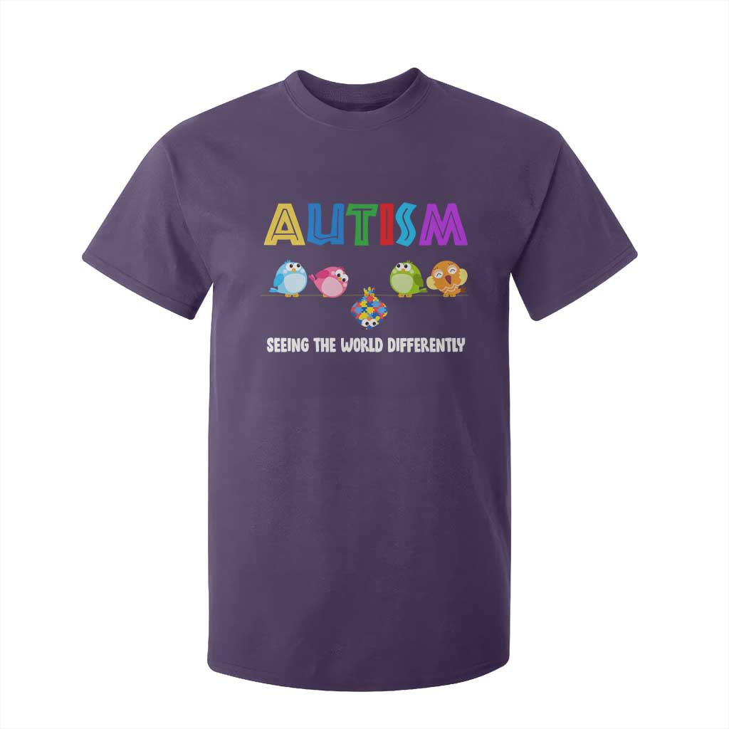 Autism Support T Shirt For Kid Seeing the World Differently ASD Cute Puzzle Pieces Owl