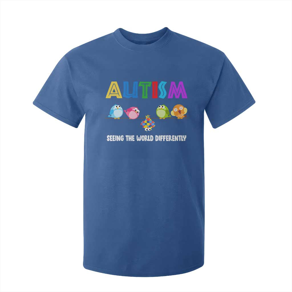Autism Support T Shirt For Kid Seeing the World Differently ASD Cute Puzzle Pieces Owl