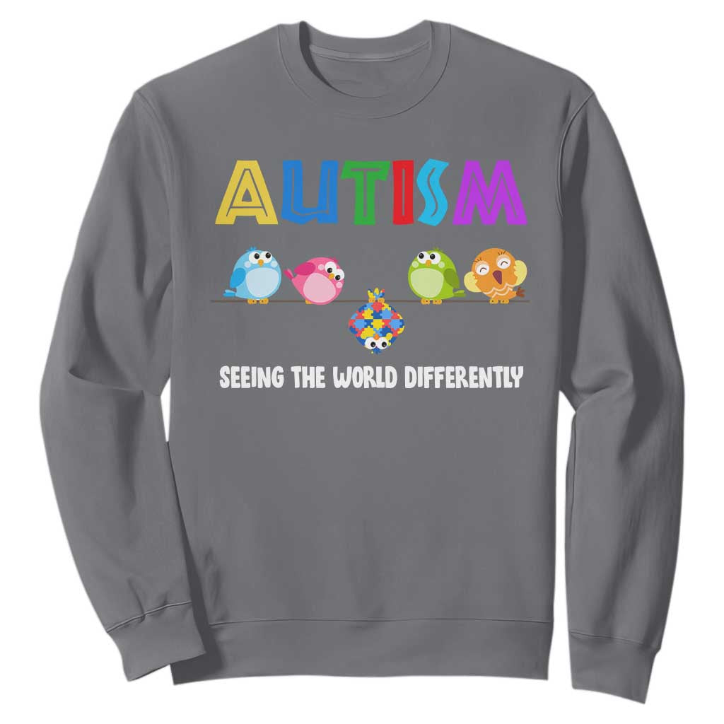 Autism Support Sweatshirt Seeing the World Differently ASD Cute Puzzle Pieces Owl