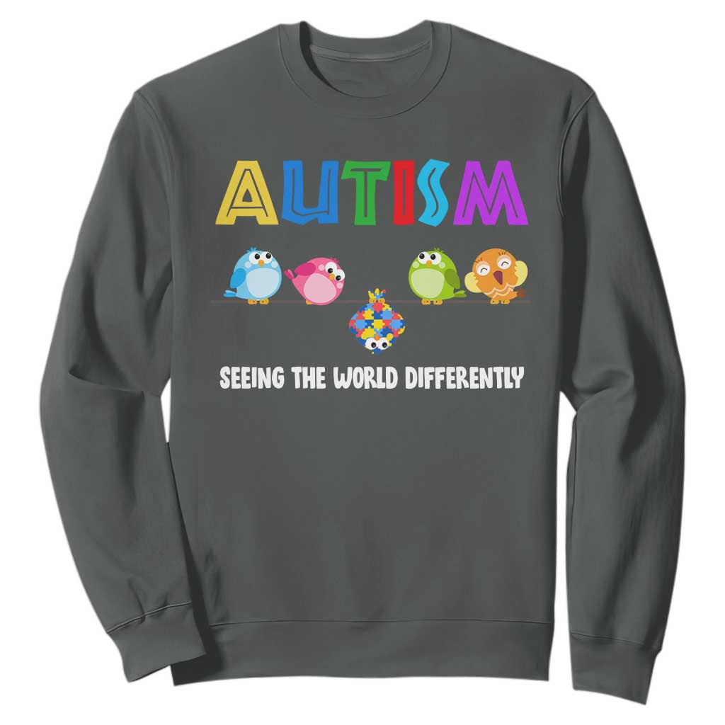 Autism Support Sweatshirt Seeing the World Differently ASD Cute Puzzle Pieces Owl