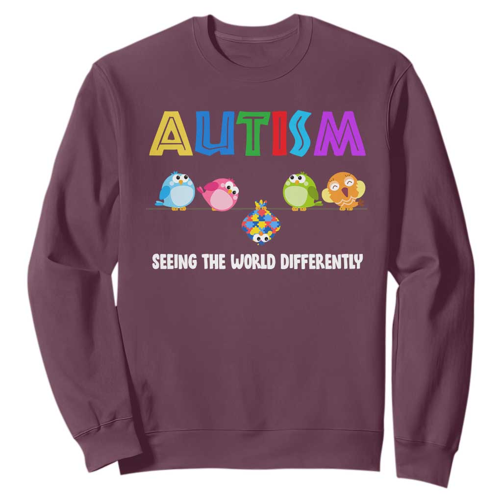 Autism Support Sweatshirt Seeing the World Differently ASD Cute Puzzle Pieces Owl