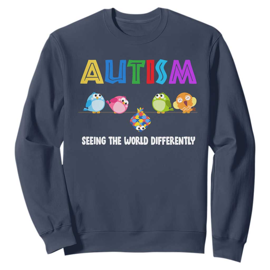 Autism Support Sweatshirt Seeing the World Differently ASD Cute Puzzle Pieces Owl