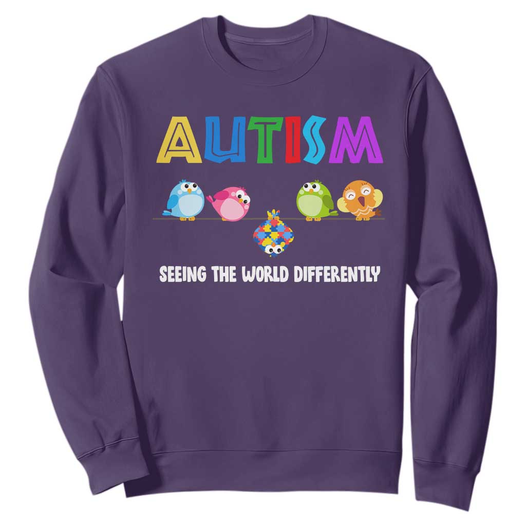 Autism Support Sweatshirt Seeing the World Differently ASD Cute Puzzle Pieces Owl