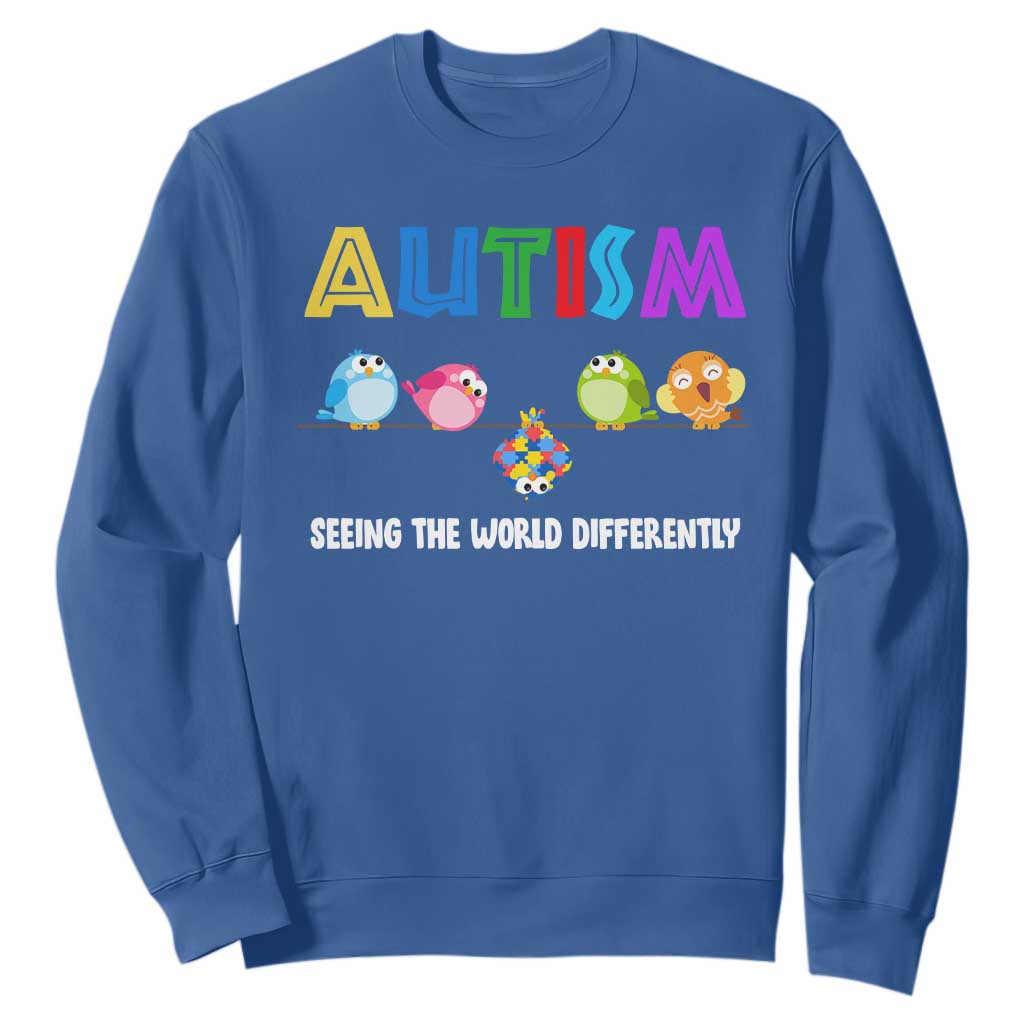 Autism Support Sweatshirt Seeing the World Differently ASD Cute Puzzle Pieces Owl