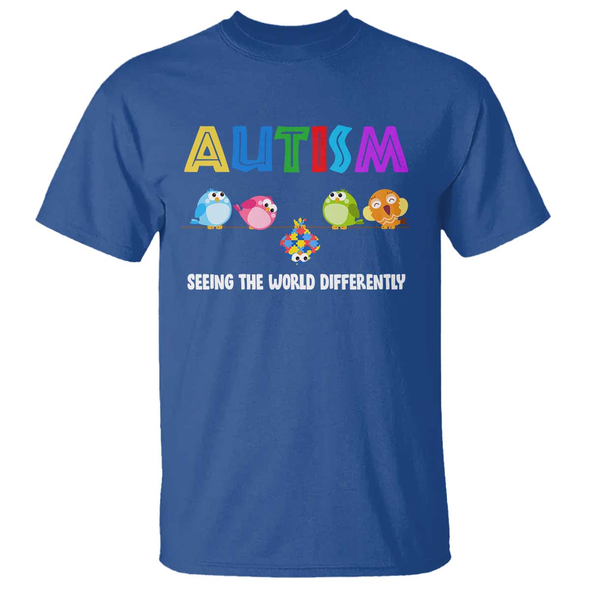 Autism Support T Shirt Seeing the World Differently ASD Cute Puzzle Pieces Owl