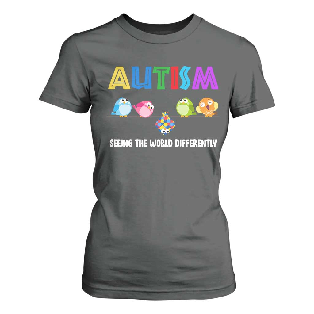 Autism Support T Shirt For Women Seeing the World Differently ASD Cute Puzzle Pieces Owl