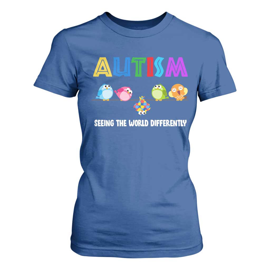 Autism Support T Shirt For Women Seeing the World Differently ASD Cute Puzzle Pieces Owl