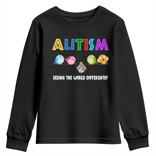 Autism Support Youth Sweatshirt Seeing the World Differently ASD Cute Puzzle Pieces Owl