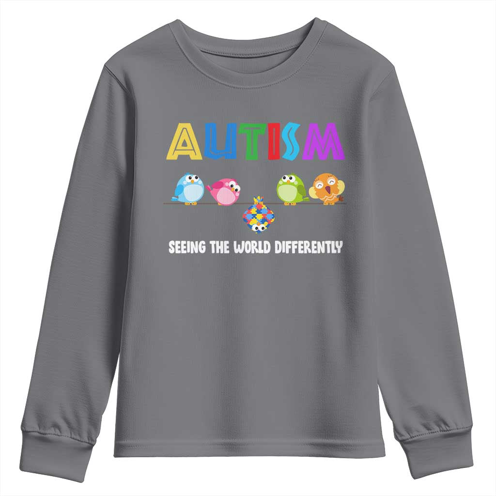 Autism Support Youth Sweatshirt Seeing the World Differently ASD Cute Puzzle Pieces Owl