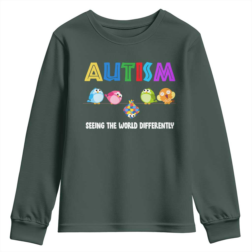 Autism Support Youth Sweatshirt Seeing the World Differently ASD Cute Puzzle Pieces Owl
