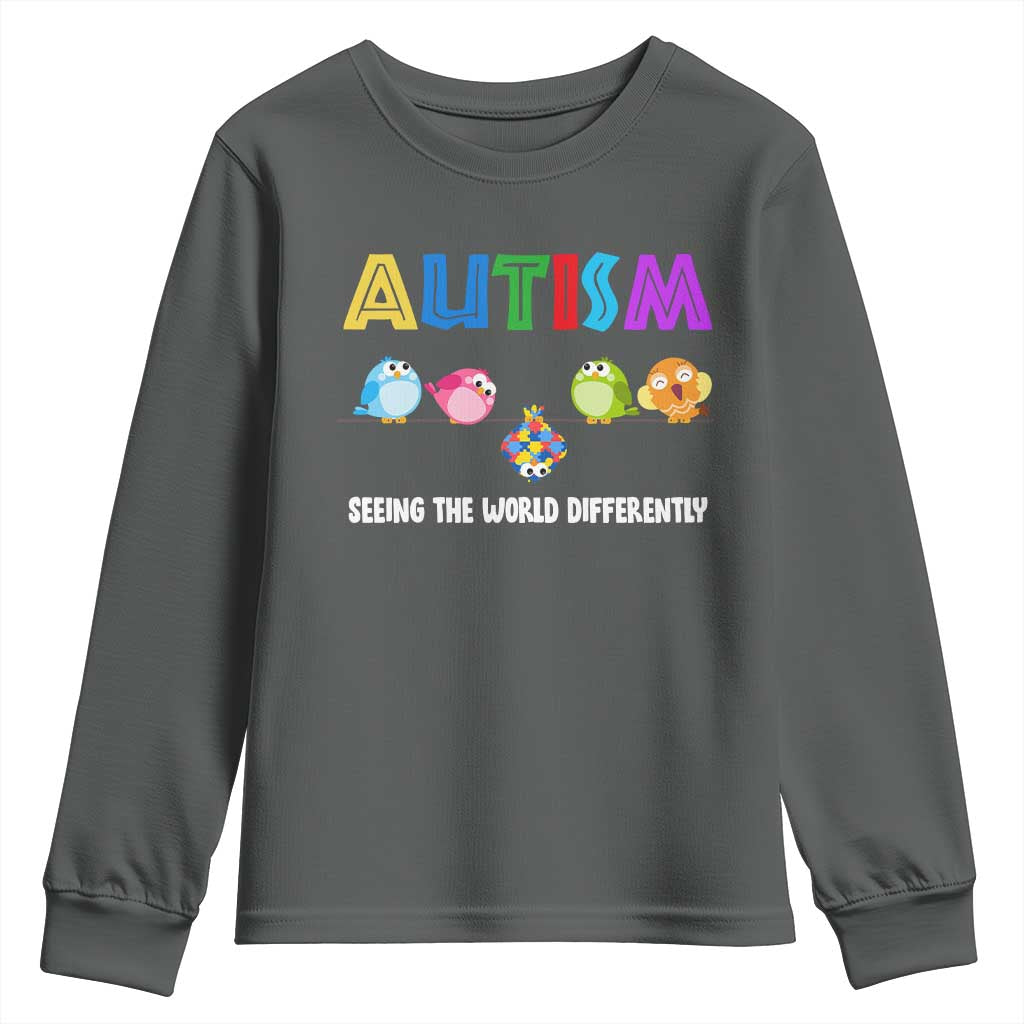 Autism Support Youth Sweatshirt Seeing the World Differently ASD Cute Puzzle Pieces Owl