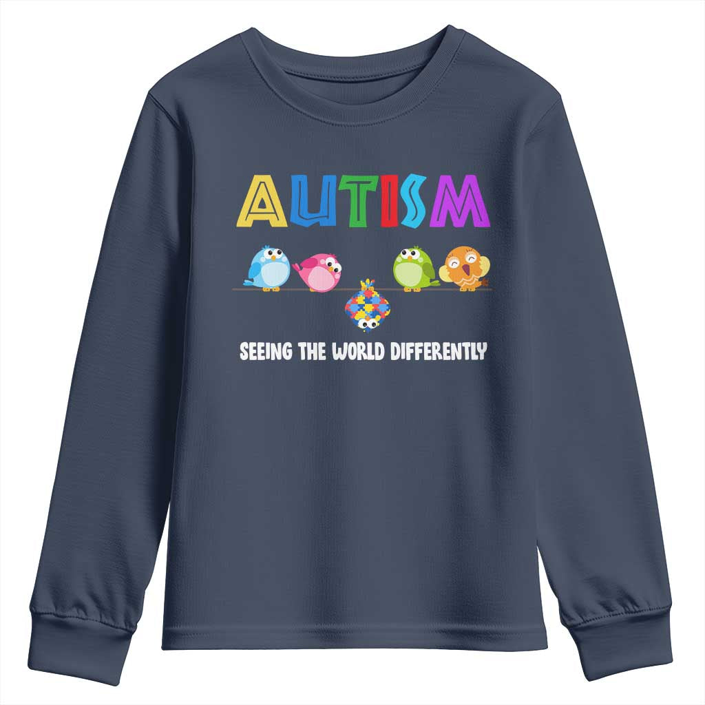 Autism Support Youth Sweatshirt Seeing the World Differently ASD Cute Puzzle Pieces Owl