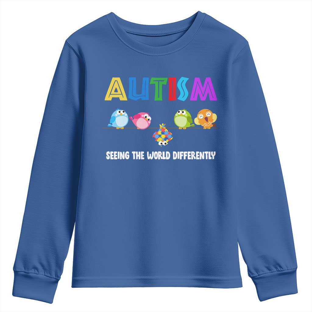 Autism Support Youth Sweatshirt Seeing the World Differently ASD Cute Puzzle Pieces Owl