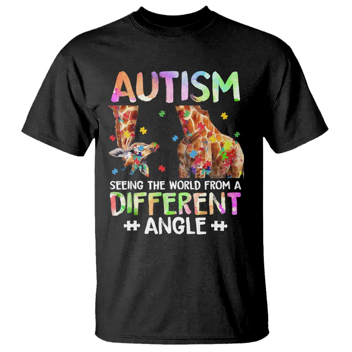 Autism Support Giraffe T Shirt Seeing The World Differently ASD