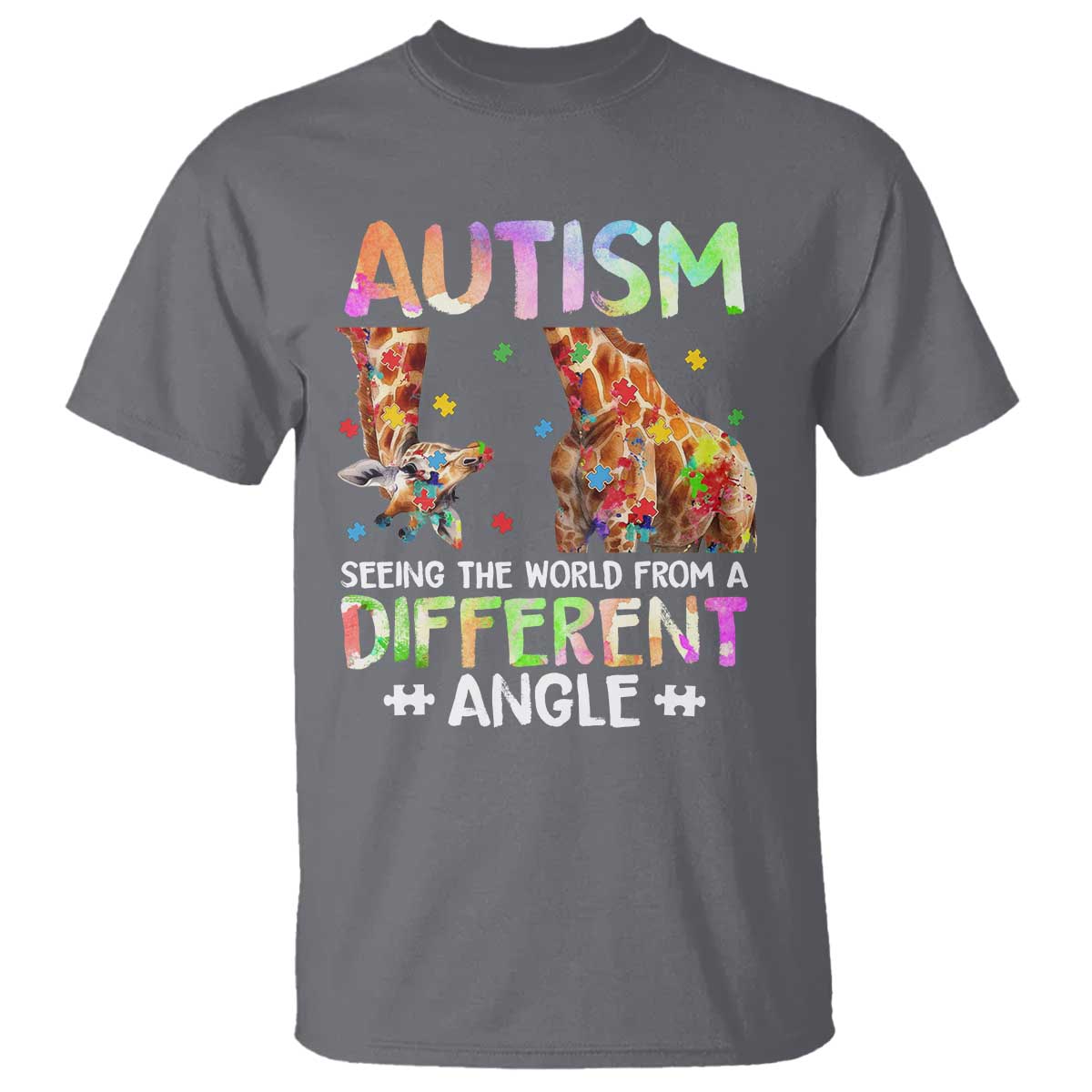 Autism Support Giraffe T Shirt Seeing The World Differently ASD