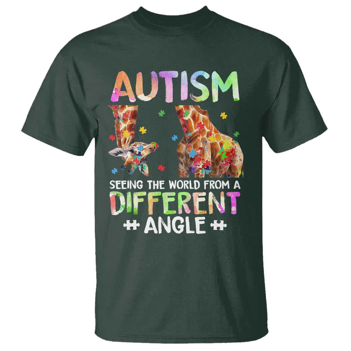 Autism Support Giraffe T Shirt Seeing The World Differently ASD