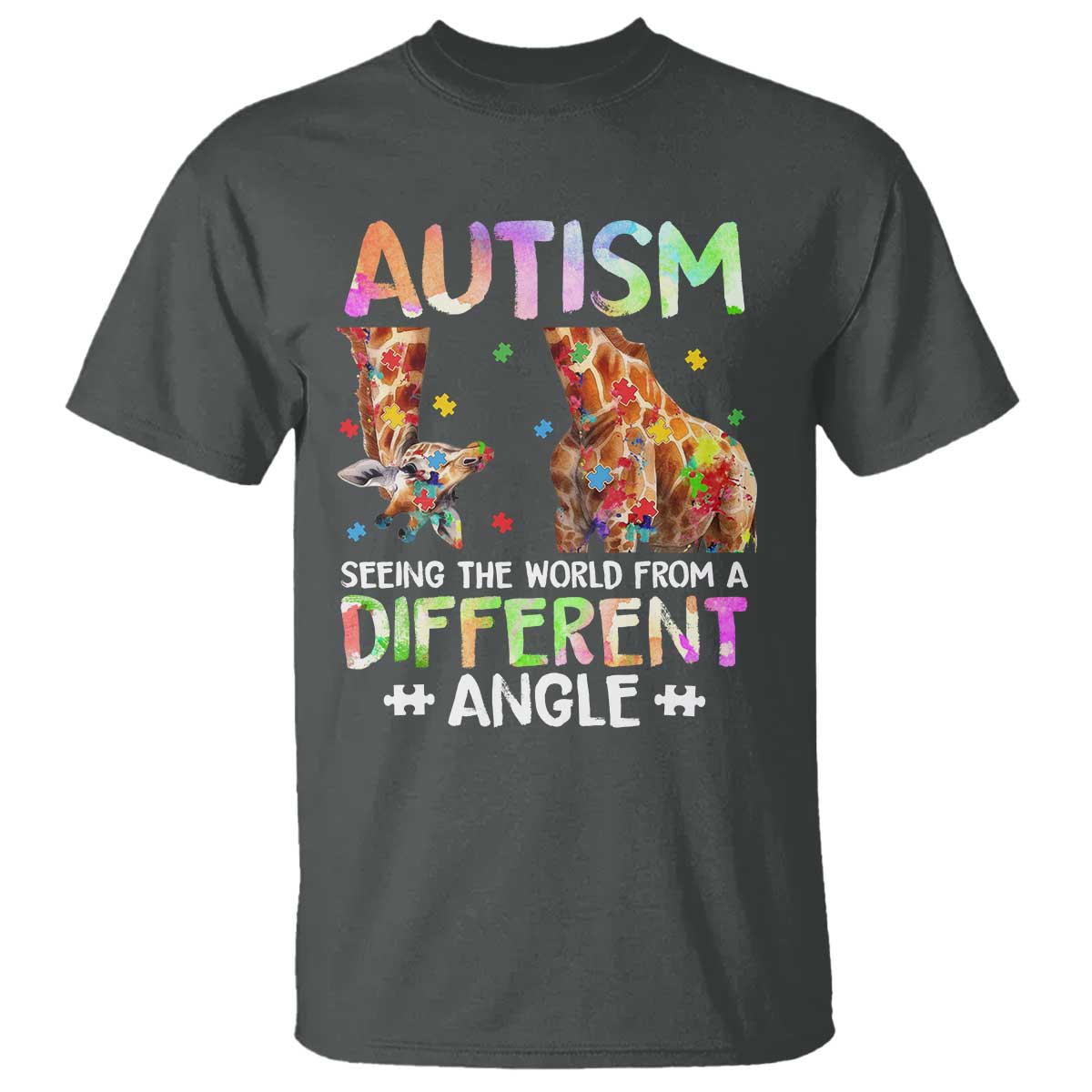 Autism Support Giraffe T Shirt Seeing The World Differently ASD